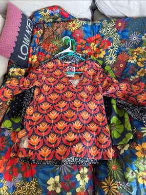 Lesley Evers linen top 3/4 sleeve